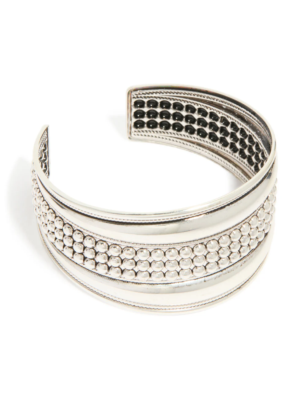 Silver Large Textured Boho Wrist Cuff - Image 2
