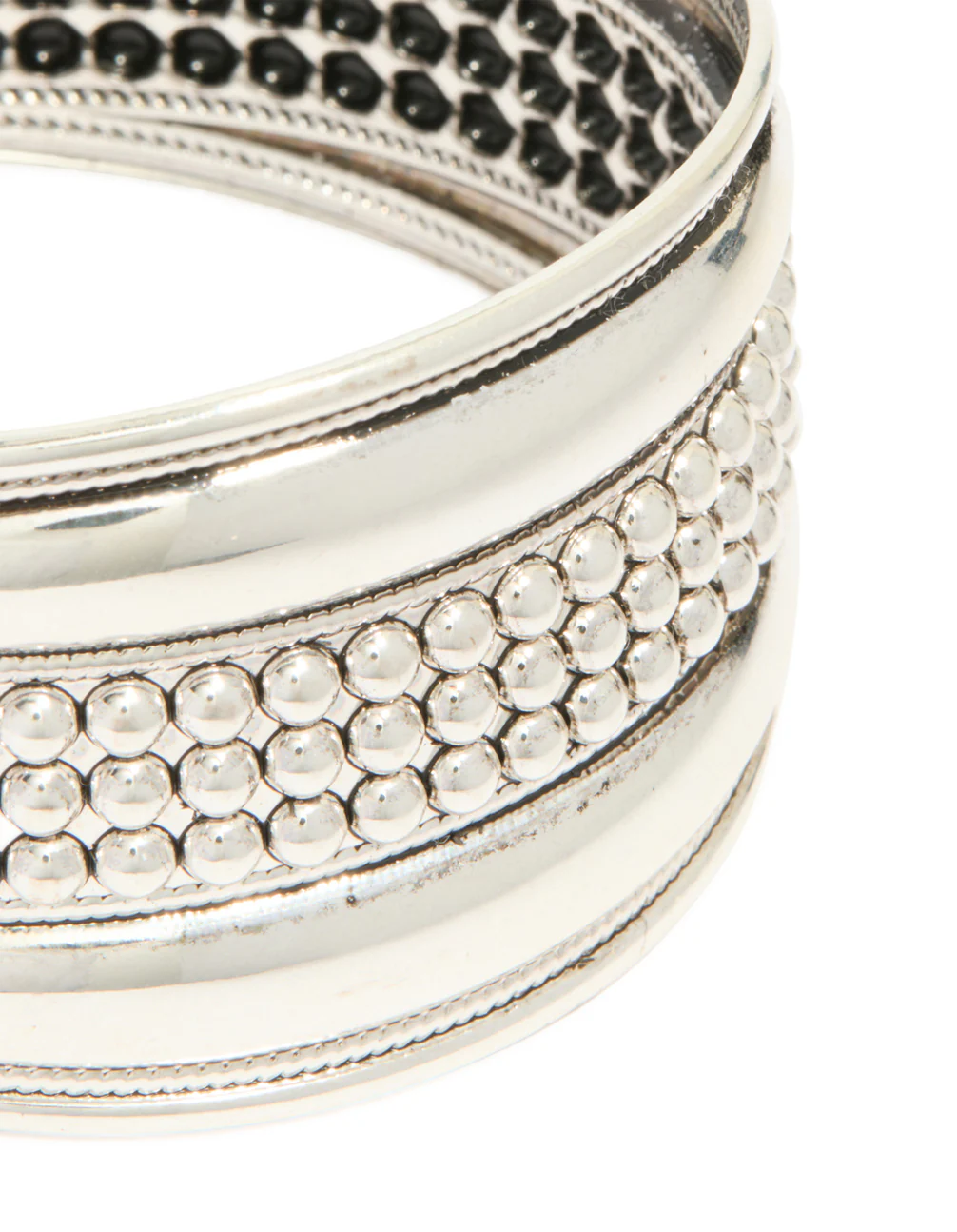 Silver Large Textured Boho Wrist Cuff - Image 4
