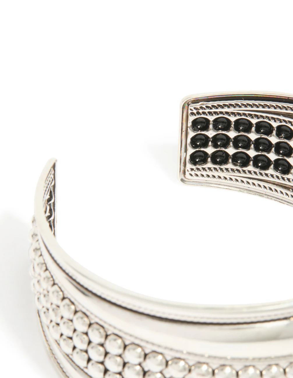 Silver Large Textured Boho Wrist Cuff - Image 5