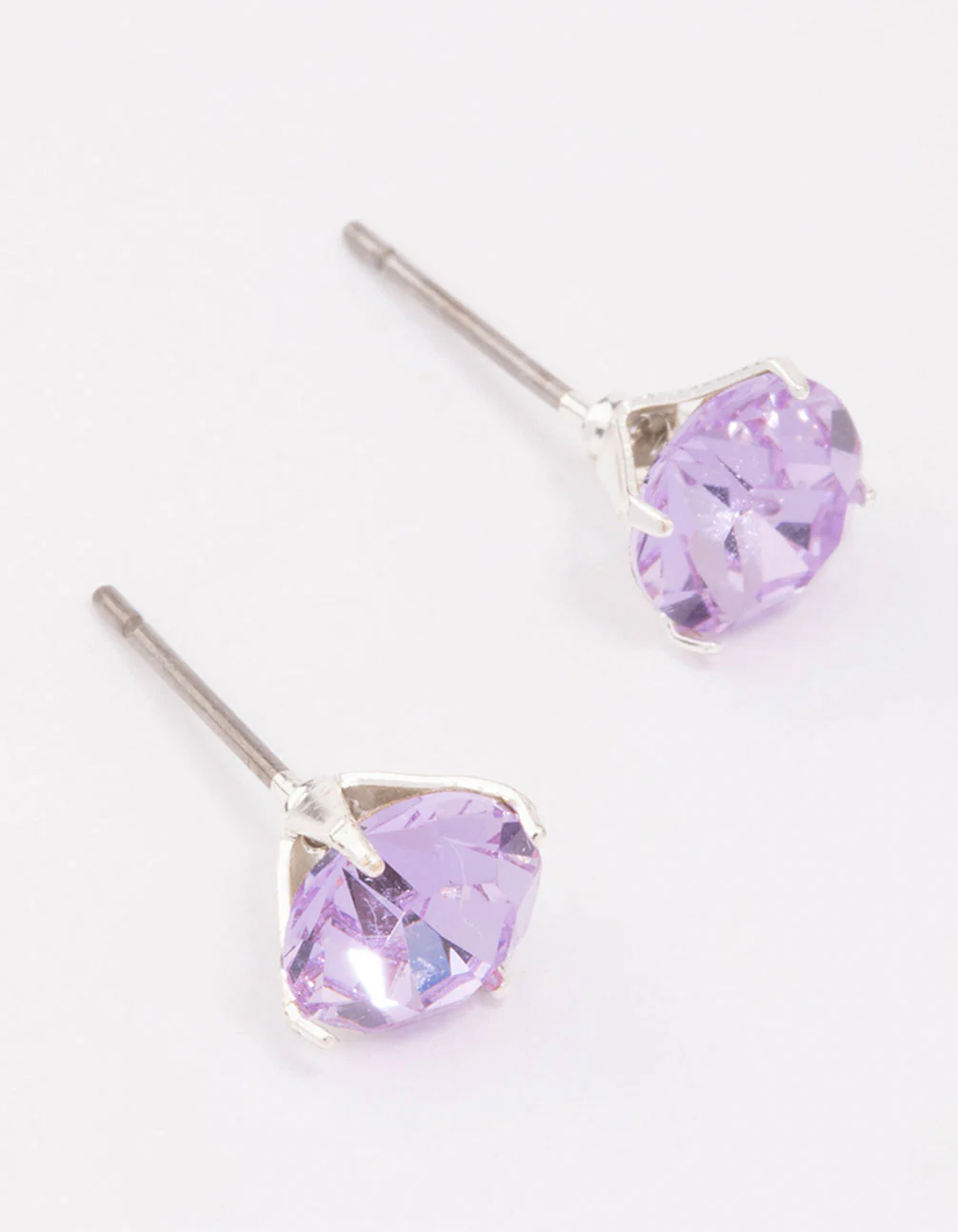 Silver Lilac Crystal Stud Earrings - Image 3