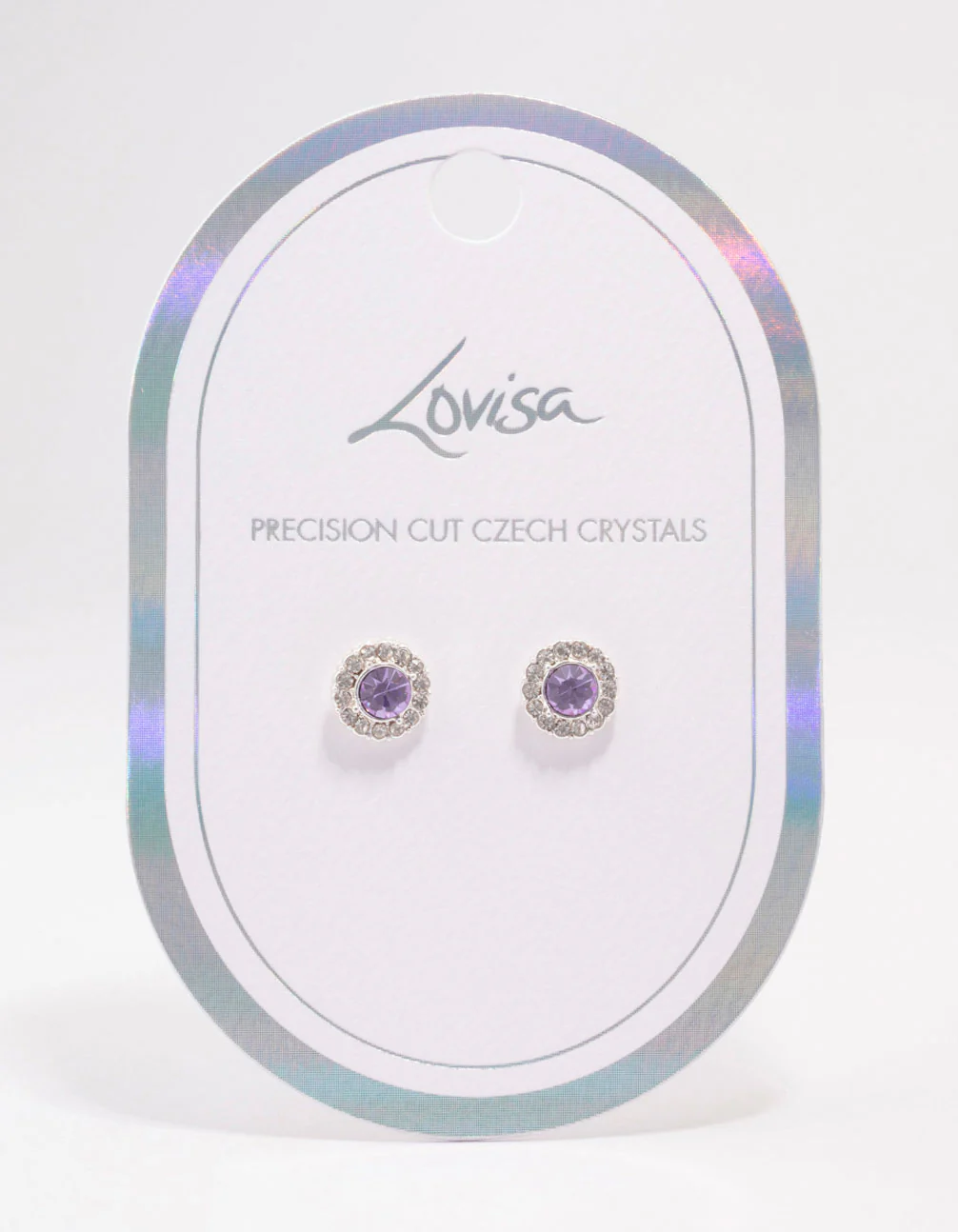 Silver Lilac Halo Stud Earrings - Image 2