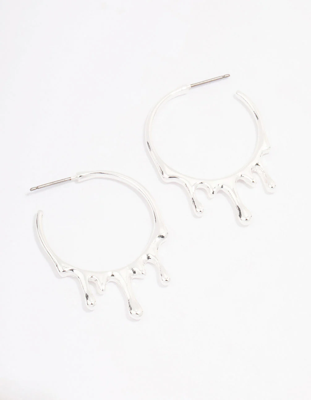 Silver Melting Hoop Earrings