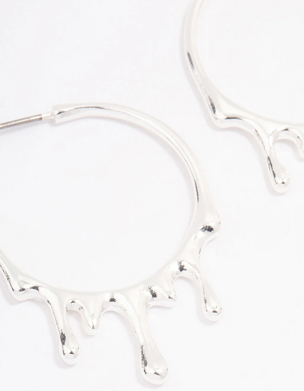 Silver Melting Hoop Earrings - Image 2