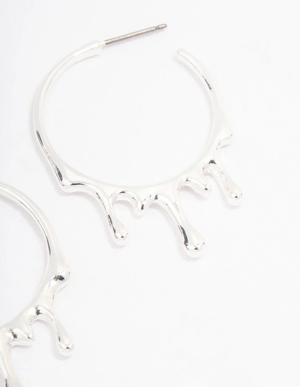Silver Melting Hoop Earrings - Image 3