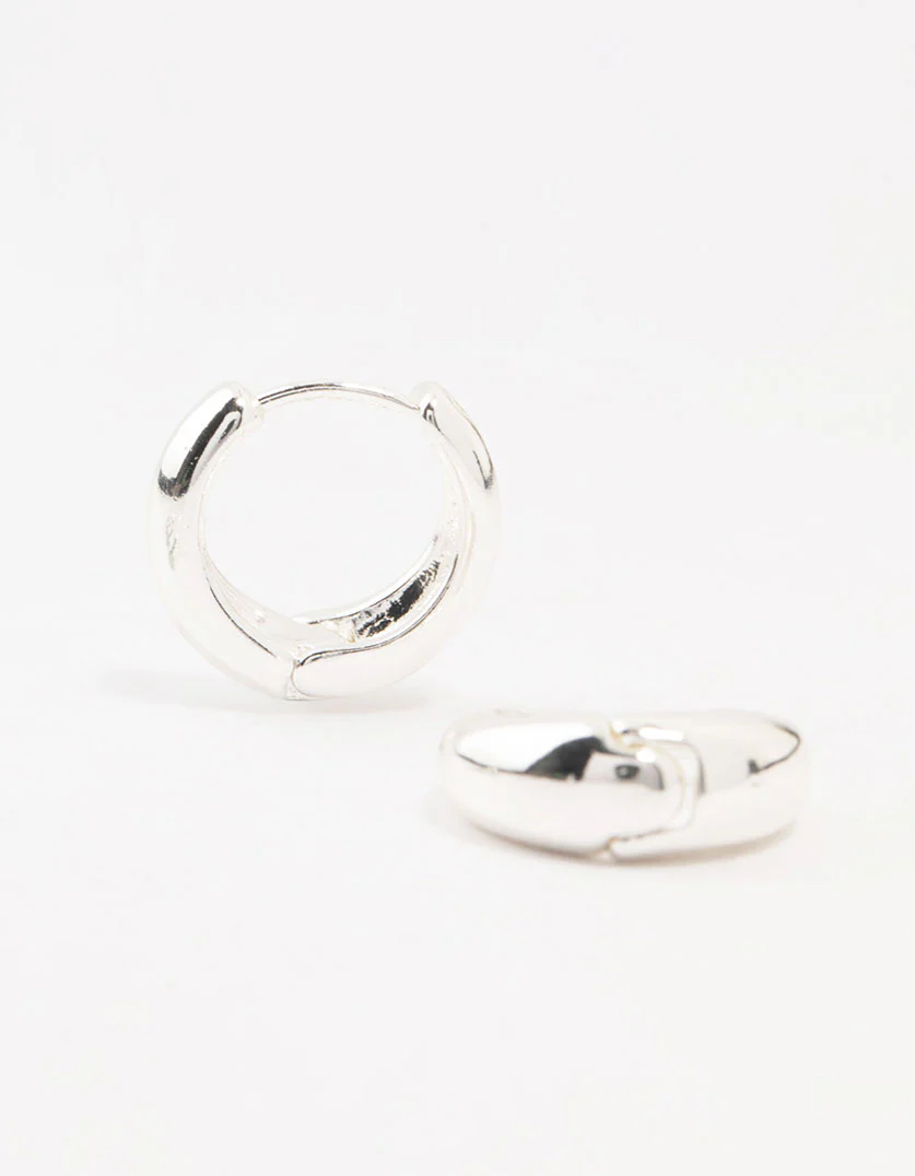 Silver Mixed Simple Stud & Hoop Earrings 3-Pack - Image 3