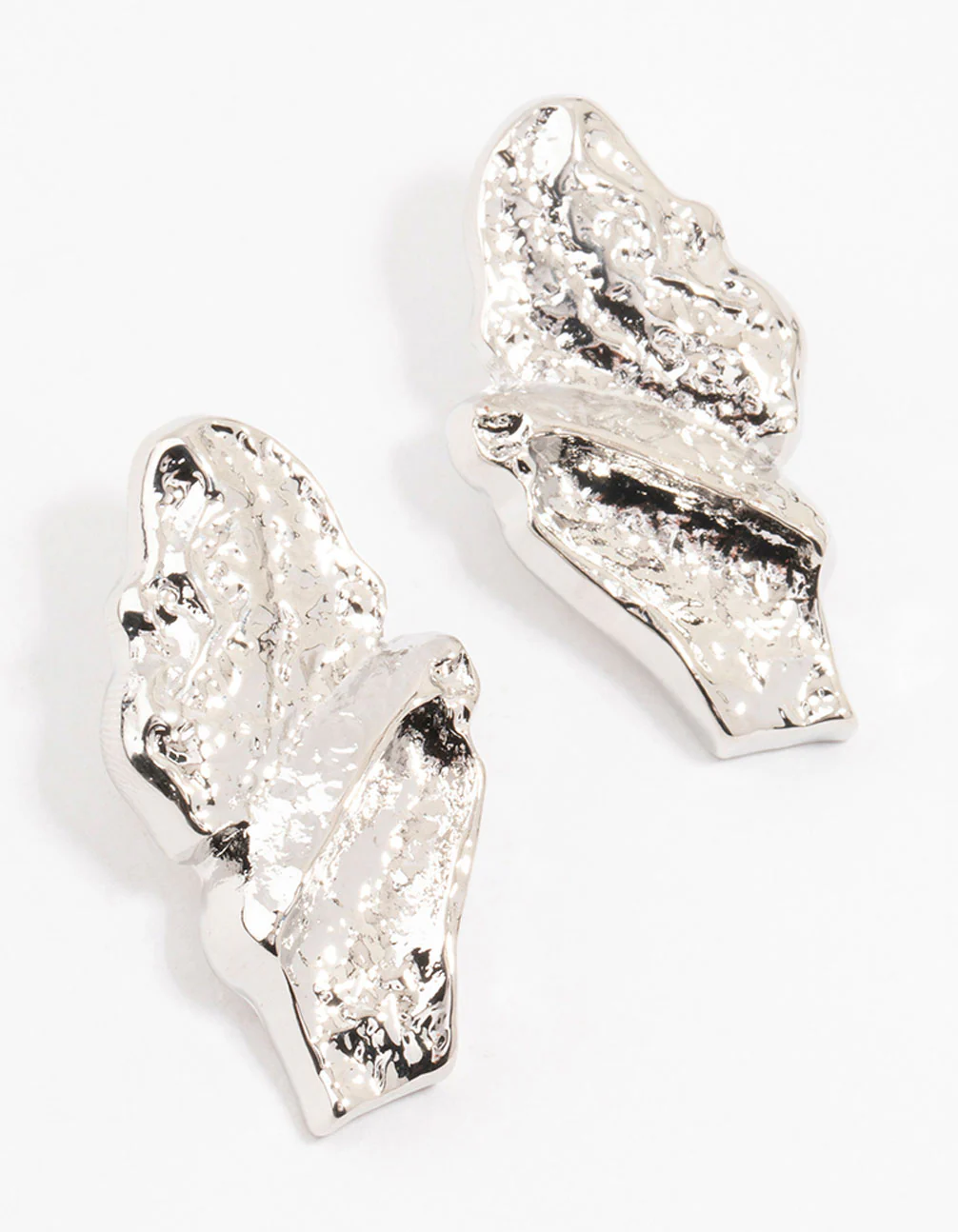Silver Molten Square Oval Drop Earrings