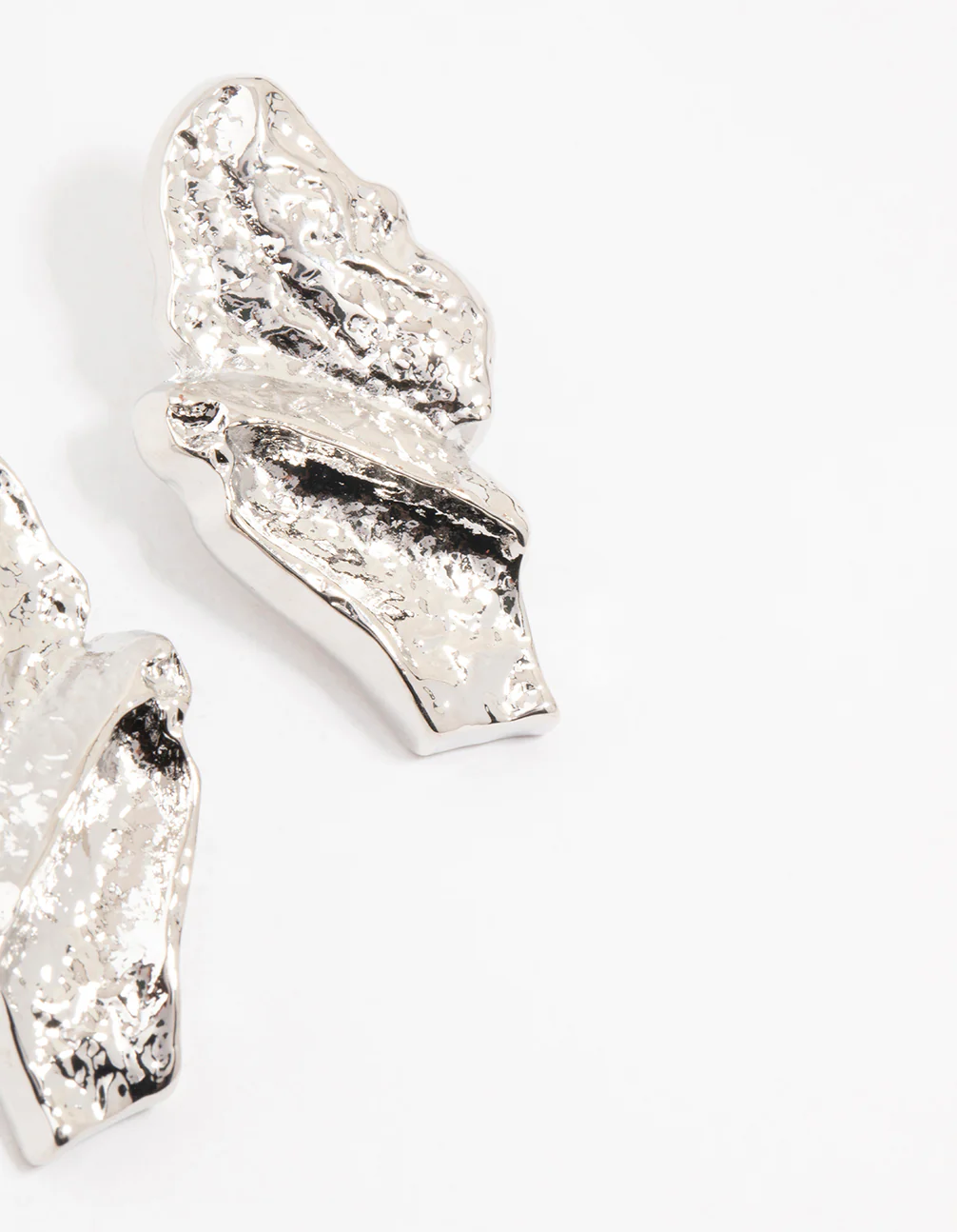Silver Molten Square Oval Drop Earrings - Image 3