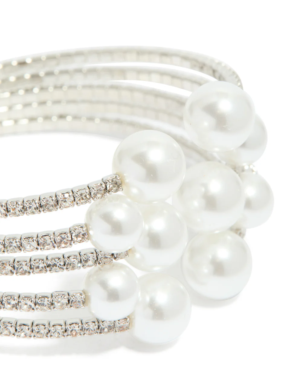 Silver Multi Pearl Cluster Front Wrist Cuff - Image 2