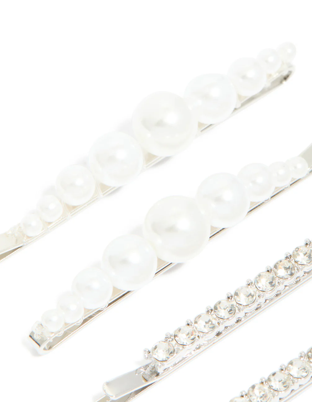 Silver Multi Pearl Hair Clips 4-Pack - Image 2