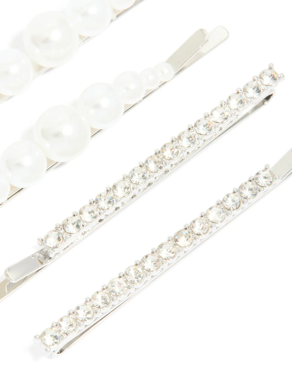 Silver Multi Pearl Hair Clips 4-Pack - Image 3