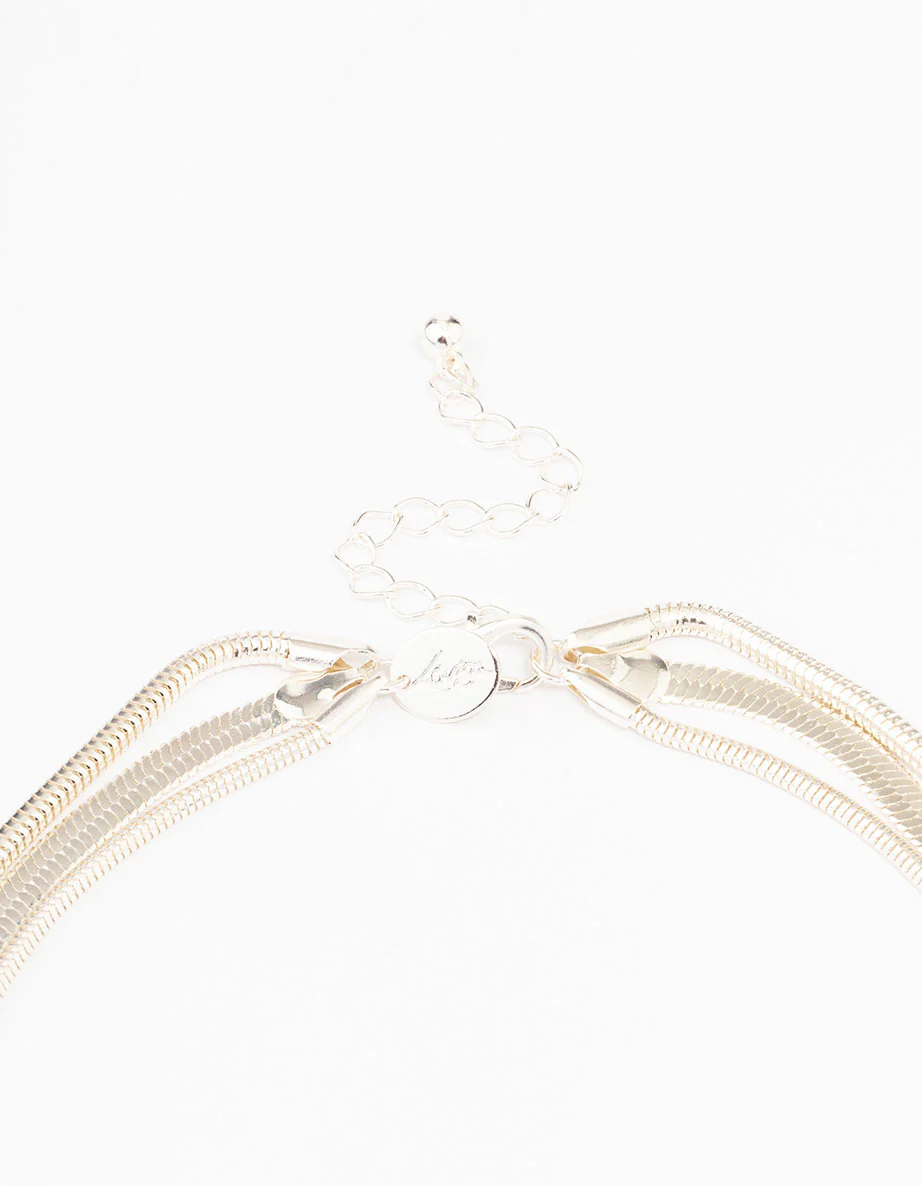 Silver Multi Row Necklace - Image 3