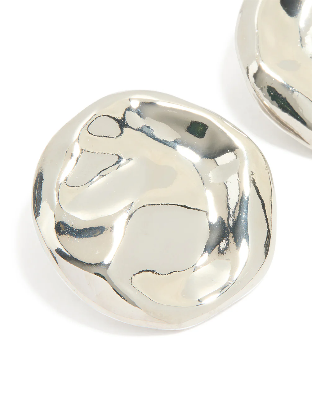 Silver Organic Circle Stud Earrings - Image 2