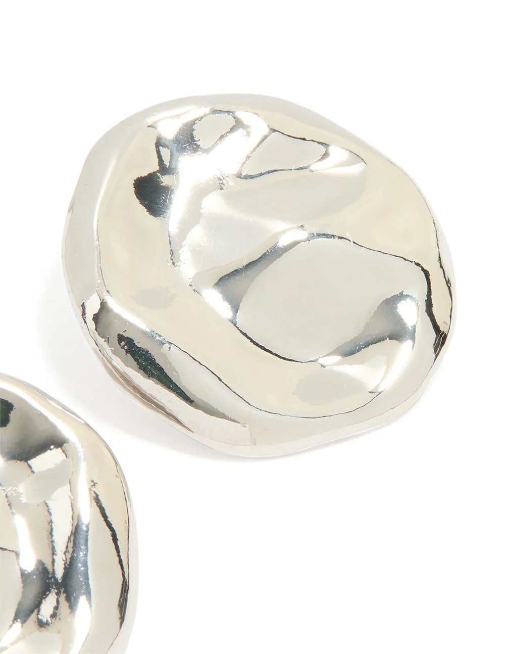 Silver Organic Circle Stud Earrings - Image 3