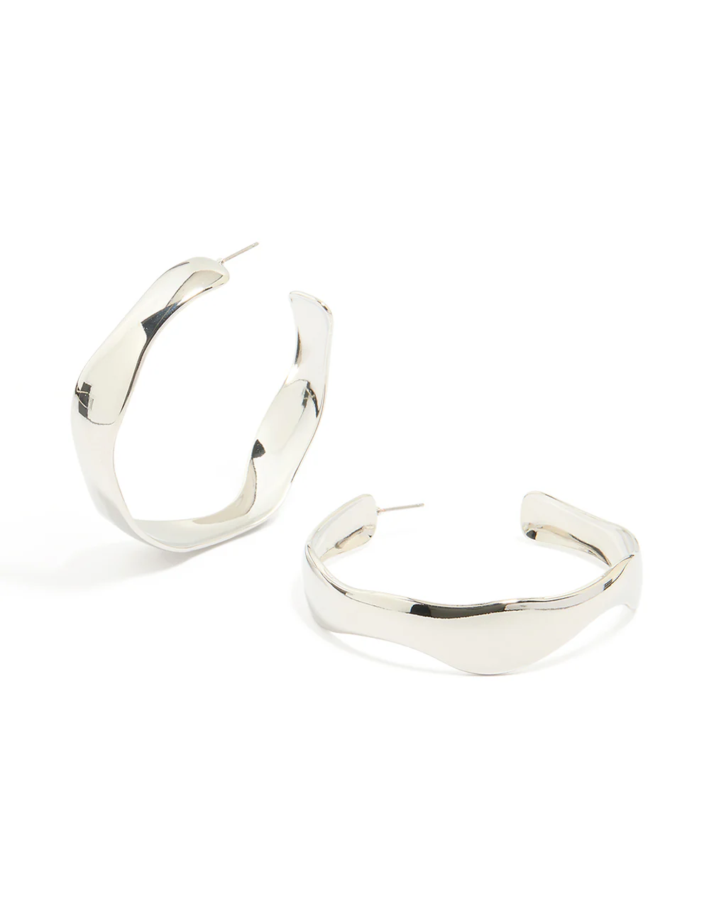 Silver Organic Hammered Hoop Earrings
