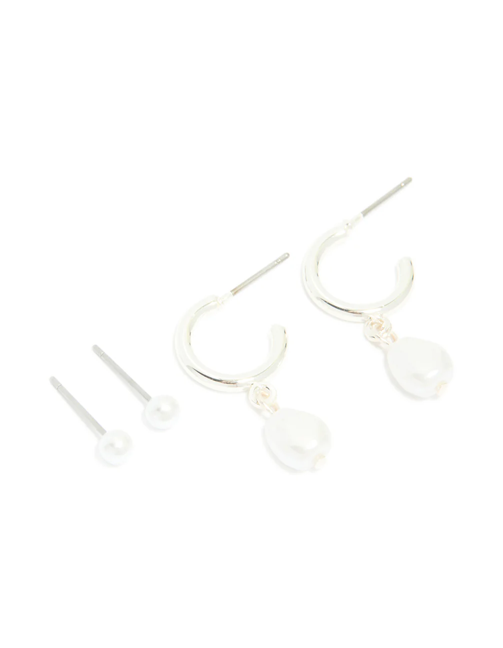 Silver Pearl Ball & Hoop Earrings 2-Pack