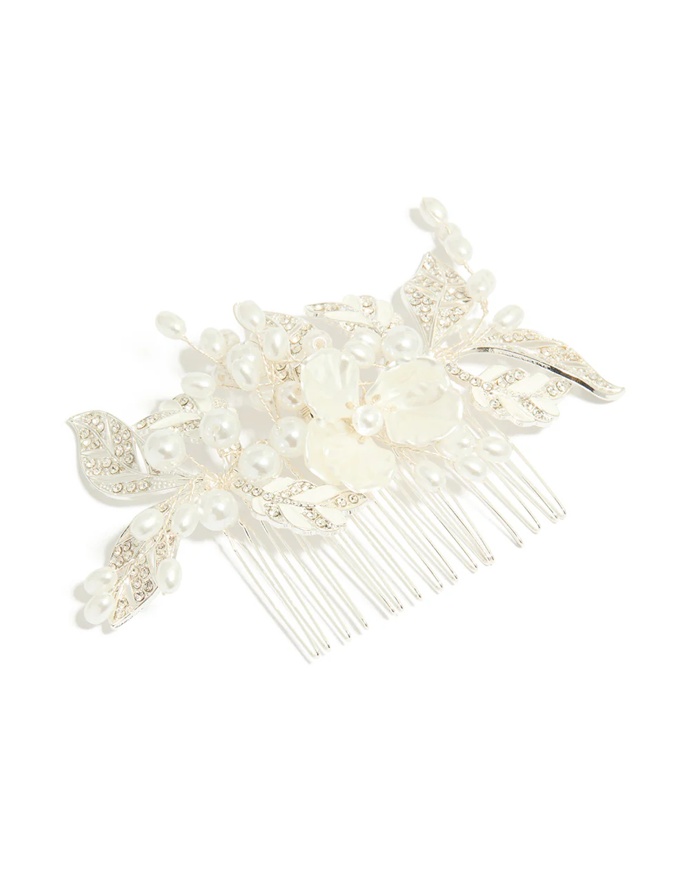 Silver Pearl Flower & Vine Hair Comb - Image 2