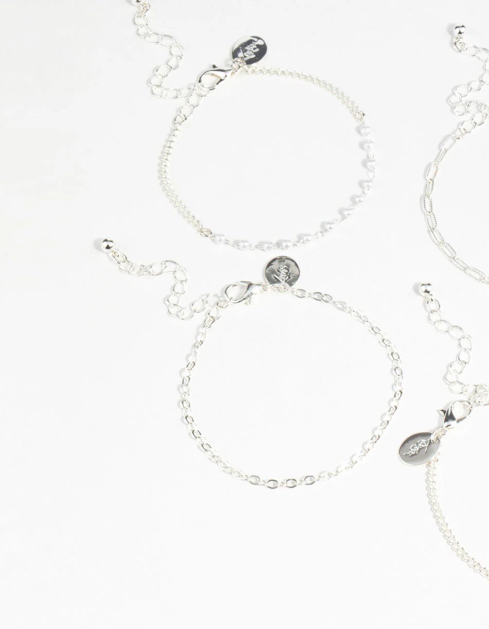 Silver Pearl Paperclip Chain Bracelets 4-Pack - Image 2
