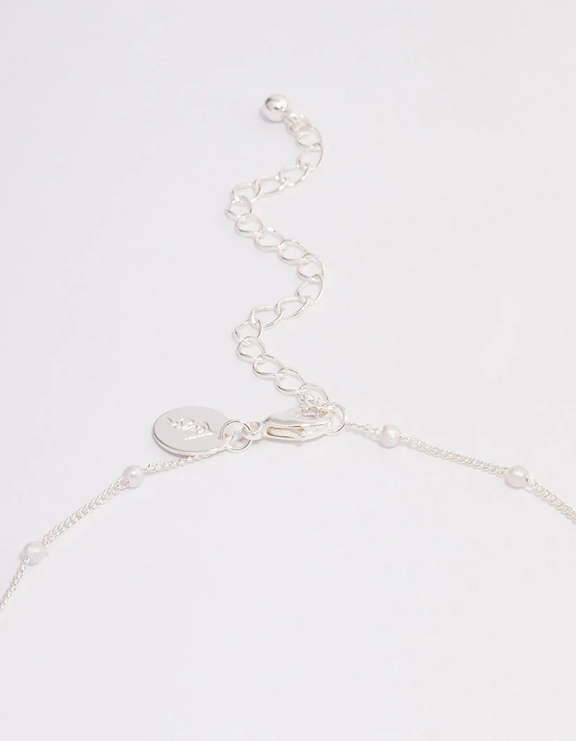 Silver Pearl Station Chain Necklace - Image 5
