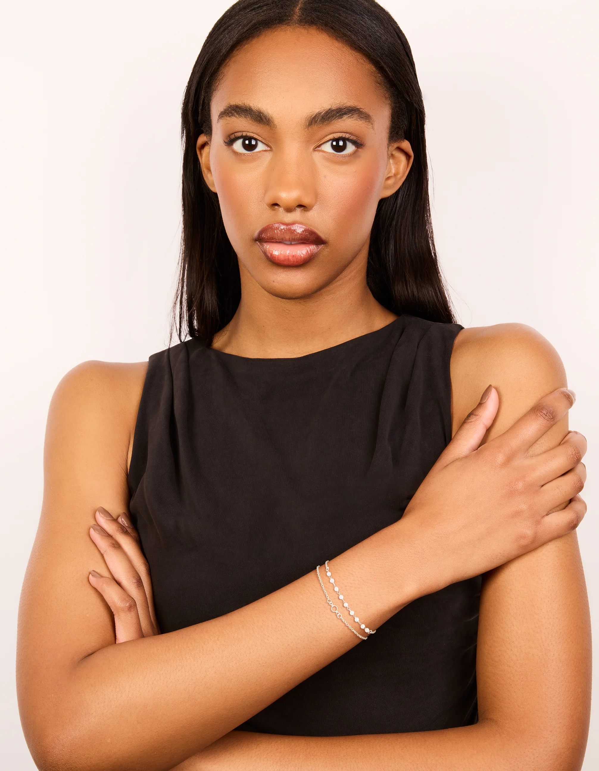 Silver Pearl Station & Diamante Bracelets 2-Pack - Image 3