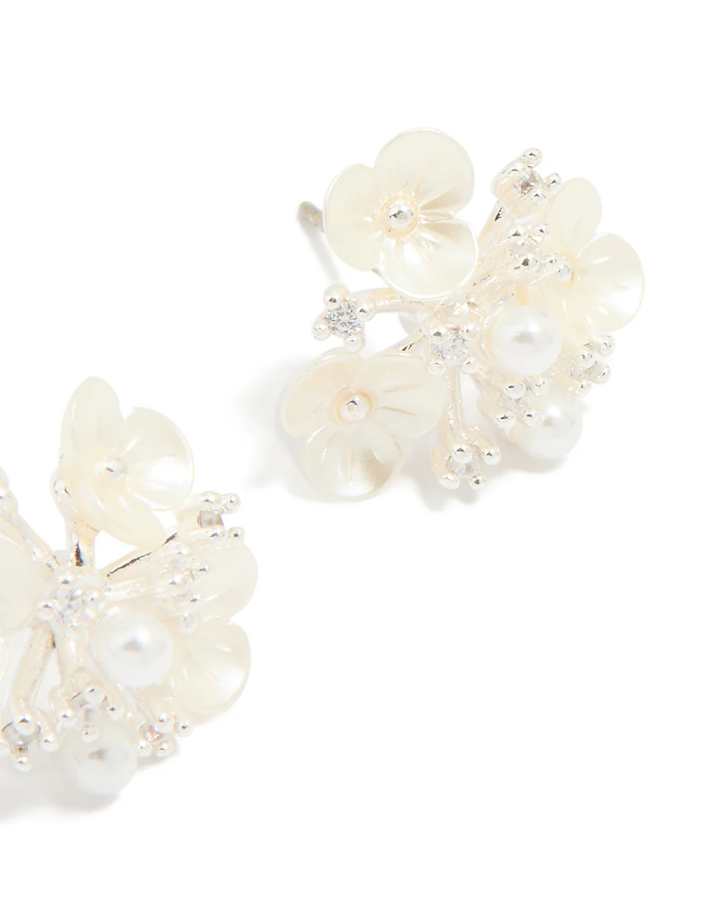 Silver Plated Acrylic Flower Cluster Earrings - Image 3