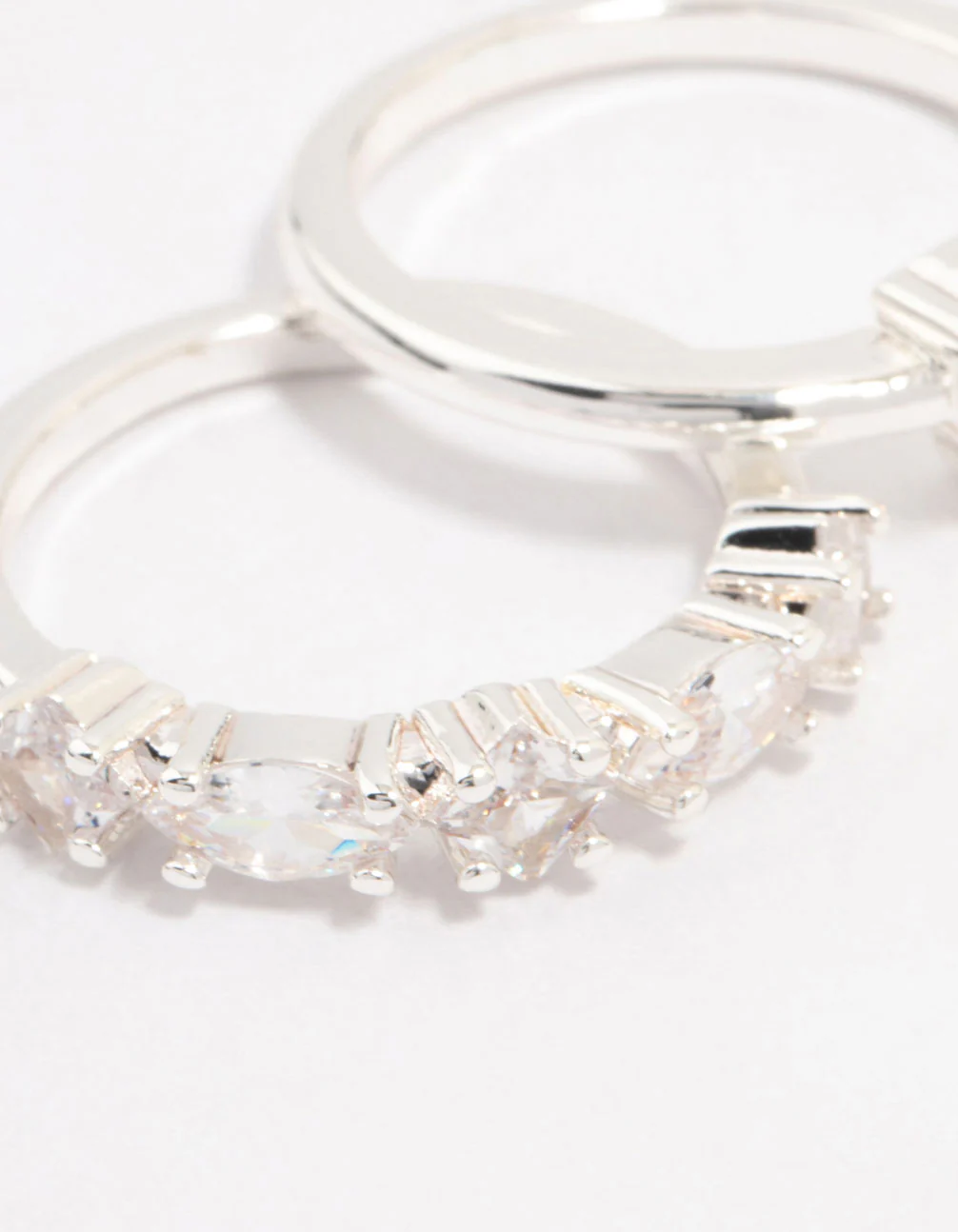 Silver Plated Alternating Pear Stacking Rings - Image 2