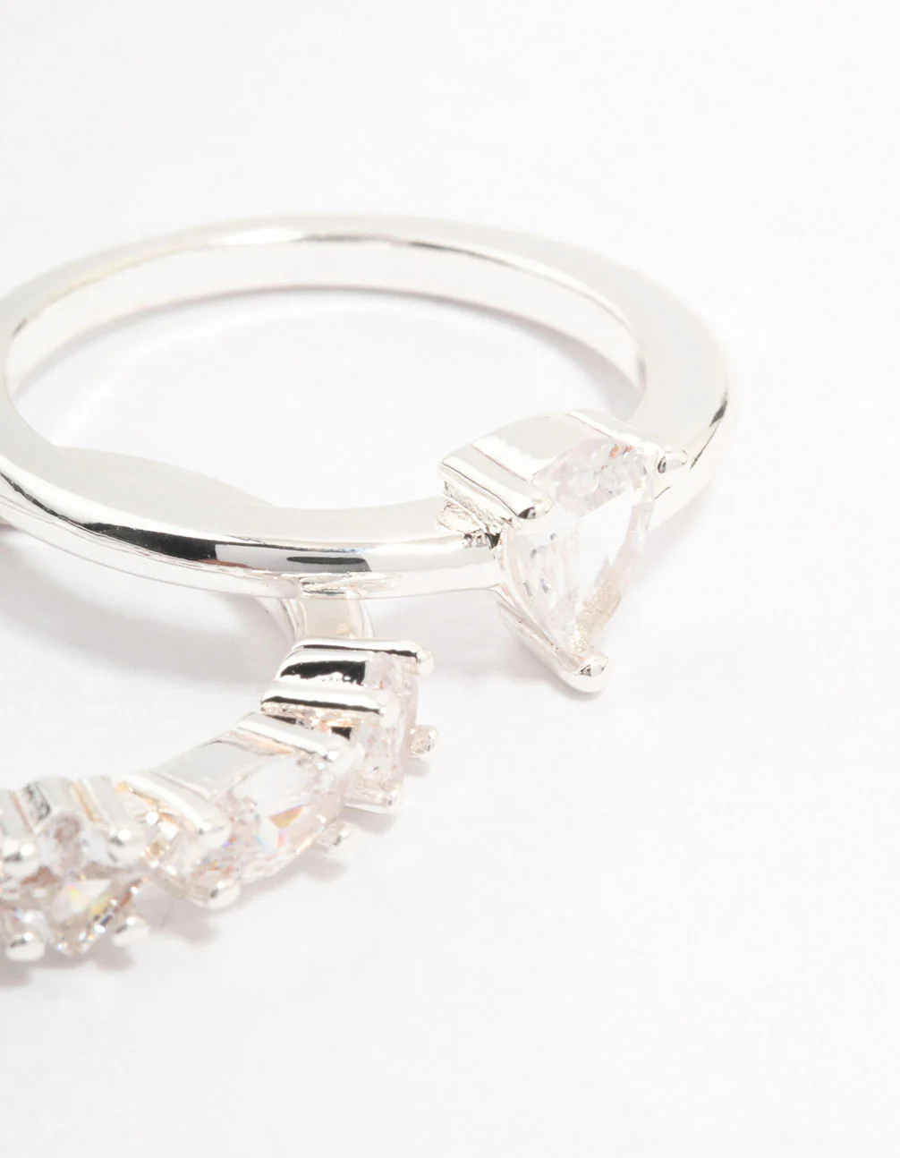 Silver Plated Alternating Pear Stacking Rings - Image 3
