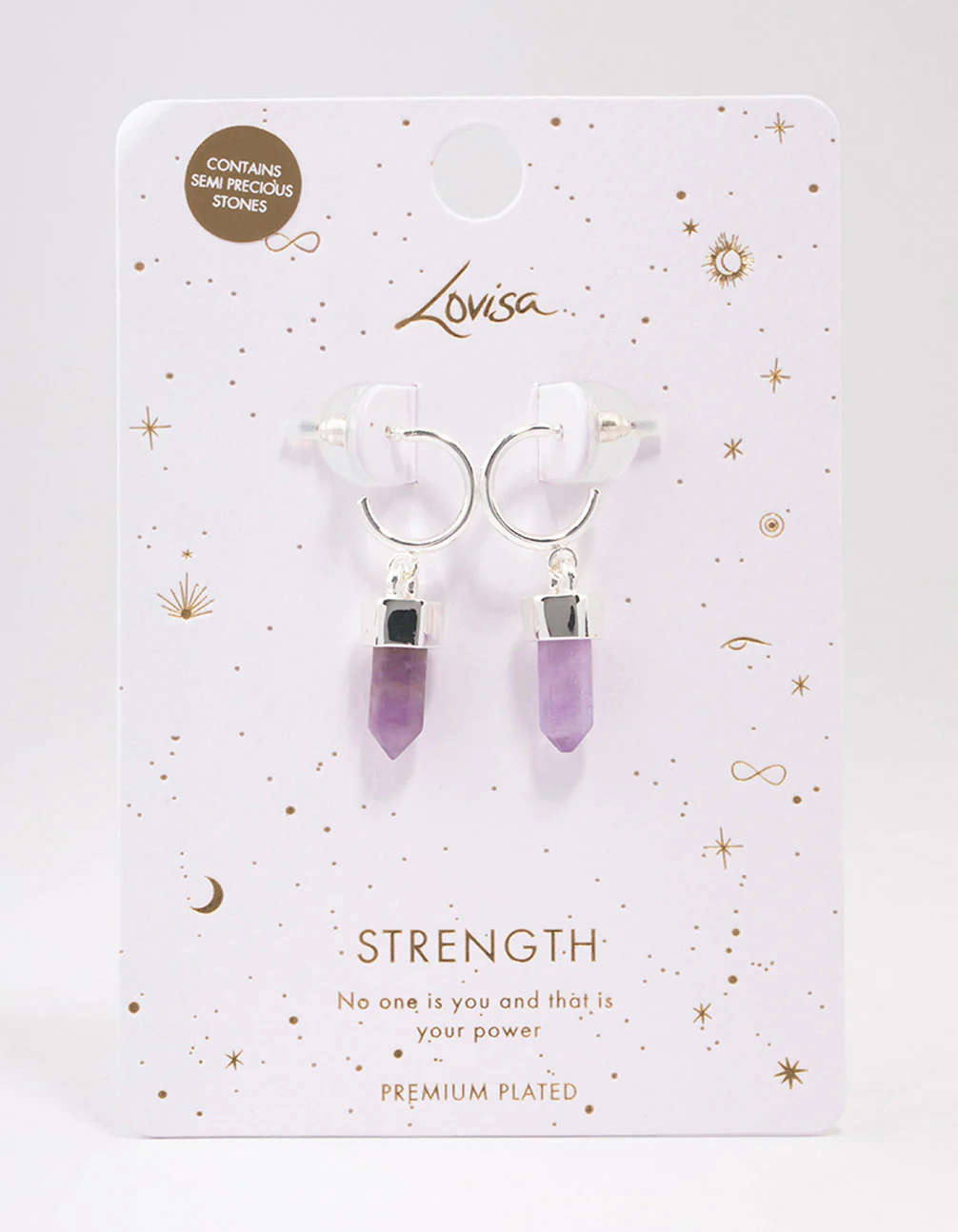 Silver Plated Amethyst Drop Earrings - Image 2