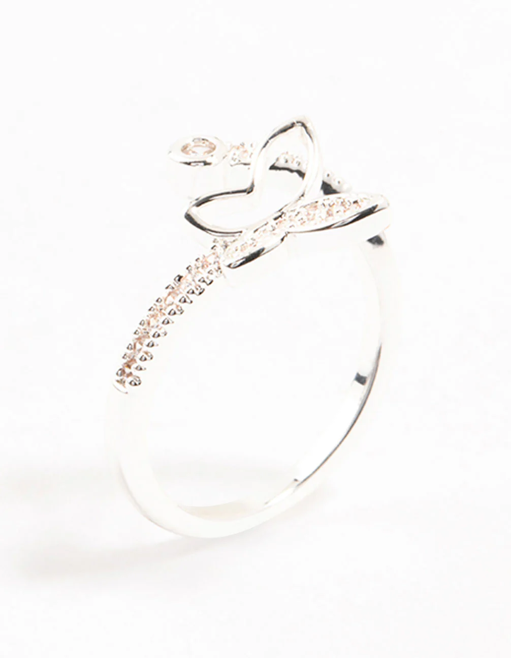 Silver Plated Butterfly Cubic Zirconia Wrapped Ring - Image 2