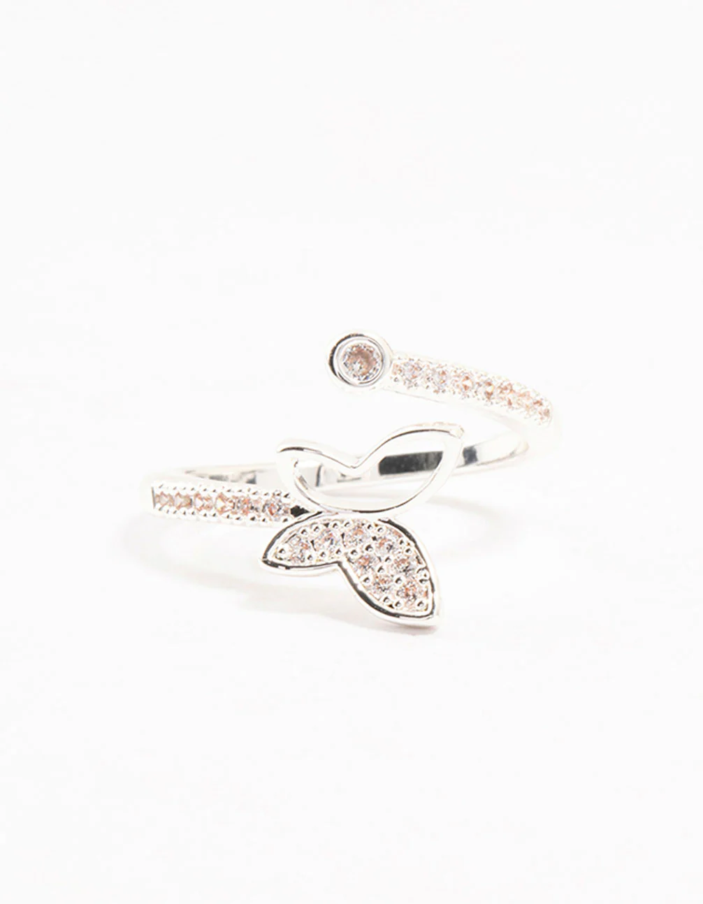 Silver Plated Butterfly Cubic Zirconia Wrapped Ring - Image 3
