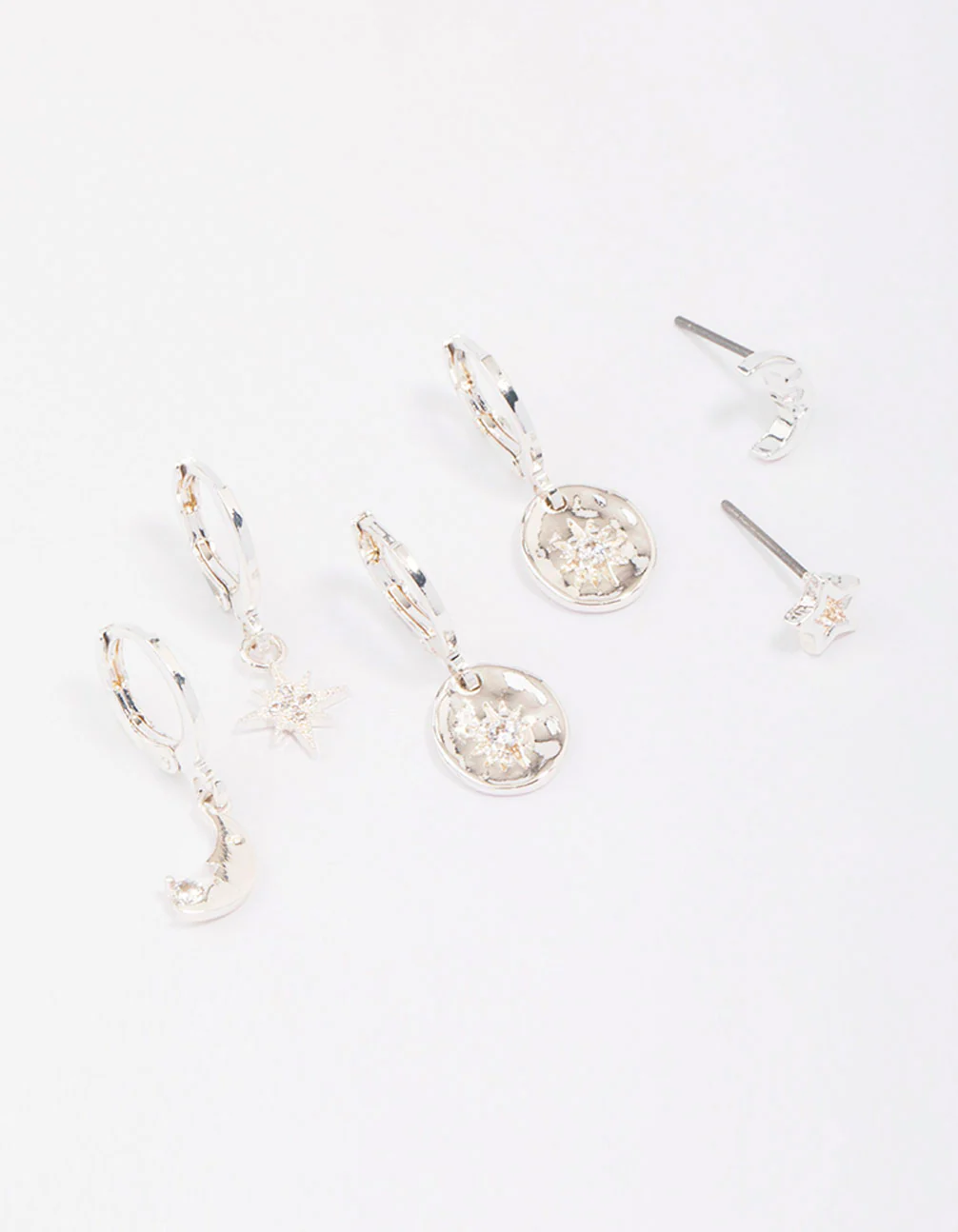 Silver Plated Celestial Cubic Zirconia Earring 3-Pack