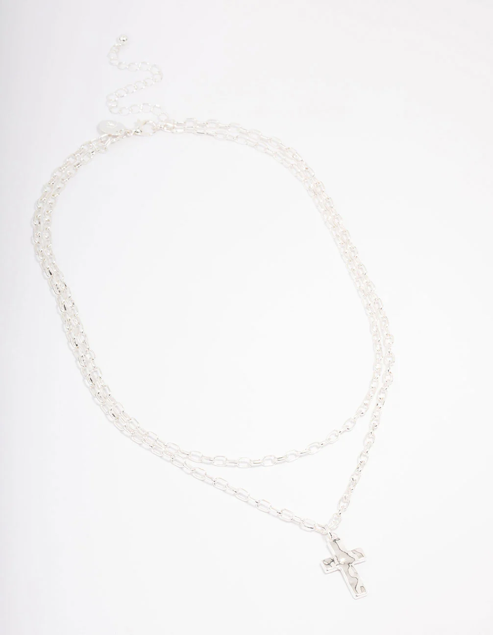 Silver Plated Chunky Cross Layered Necklace - Image 2
