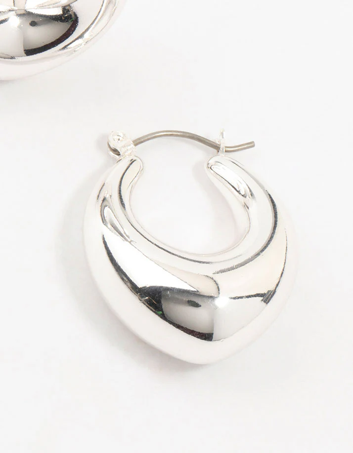 Silver Plated Creole Medium Earrings - Image 3