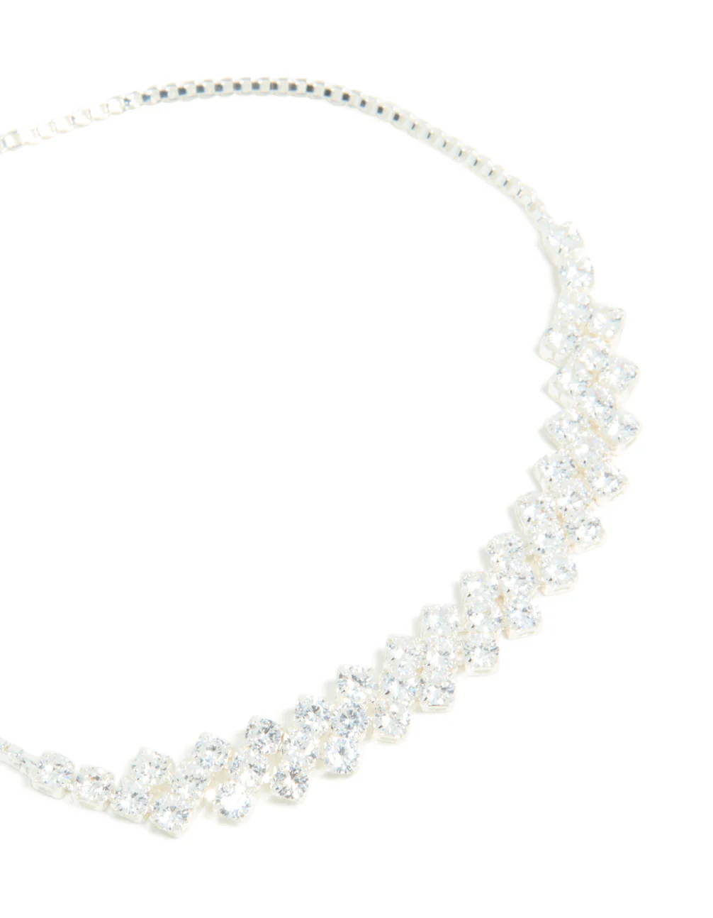 Silver Plated Cubic Zirconia Asymmetrical Toggle Bracelet - Image 3