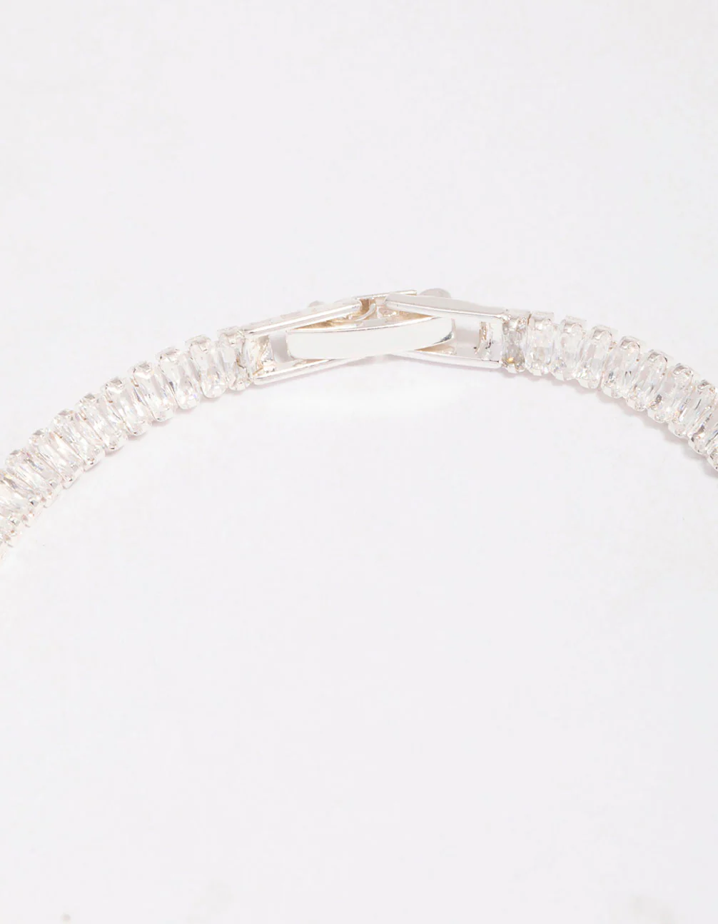 Silver Plated Cubic Zirconia Baguette Tennis Bracelet - Image 3