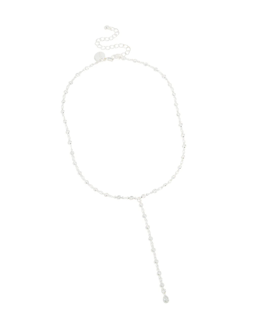 Silver Plated Cubic Zirconia Circle Detail Y-Necklace - Image 3