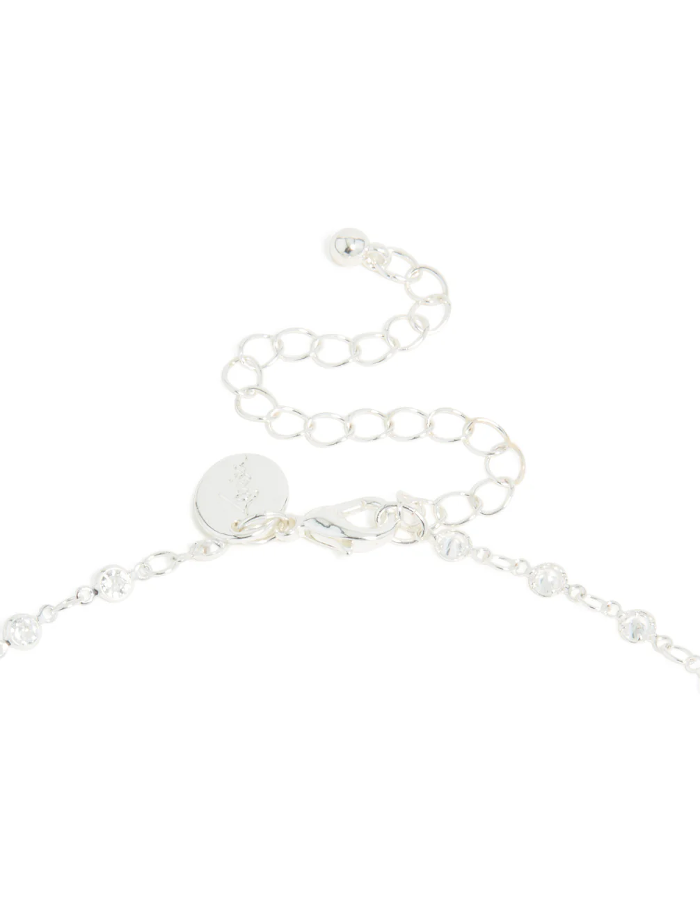 Silver Plated Cubic Zirconia Circle Detail Y-Necklace - Image 4