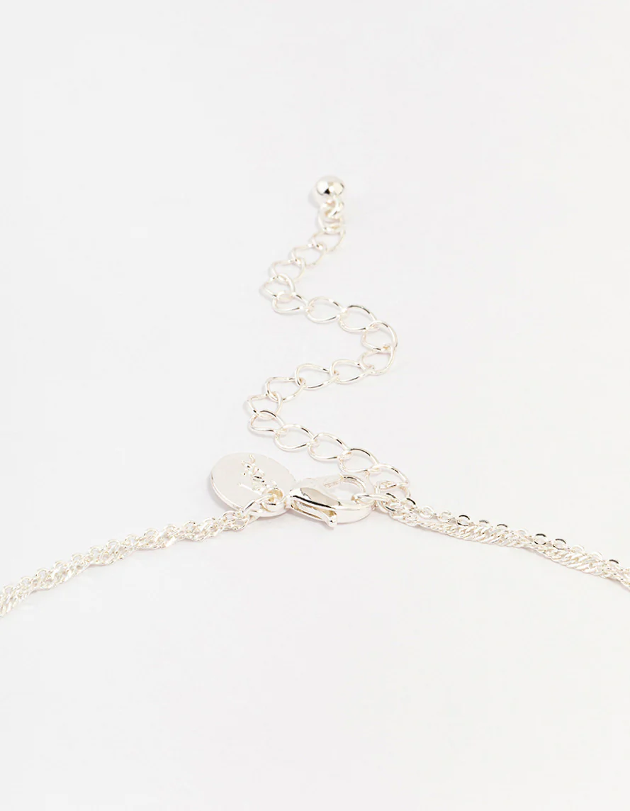 Silver Plated Brass Cubic Zirconia Cross Coin Layered Necklace - Image 3