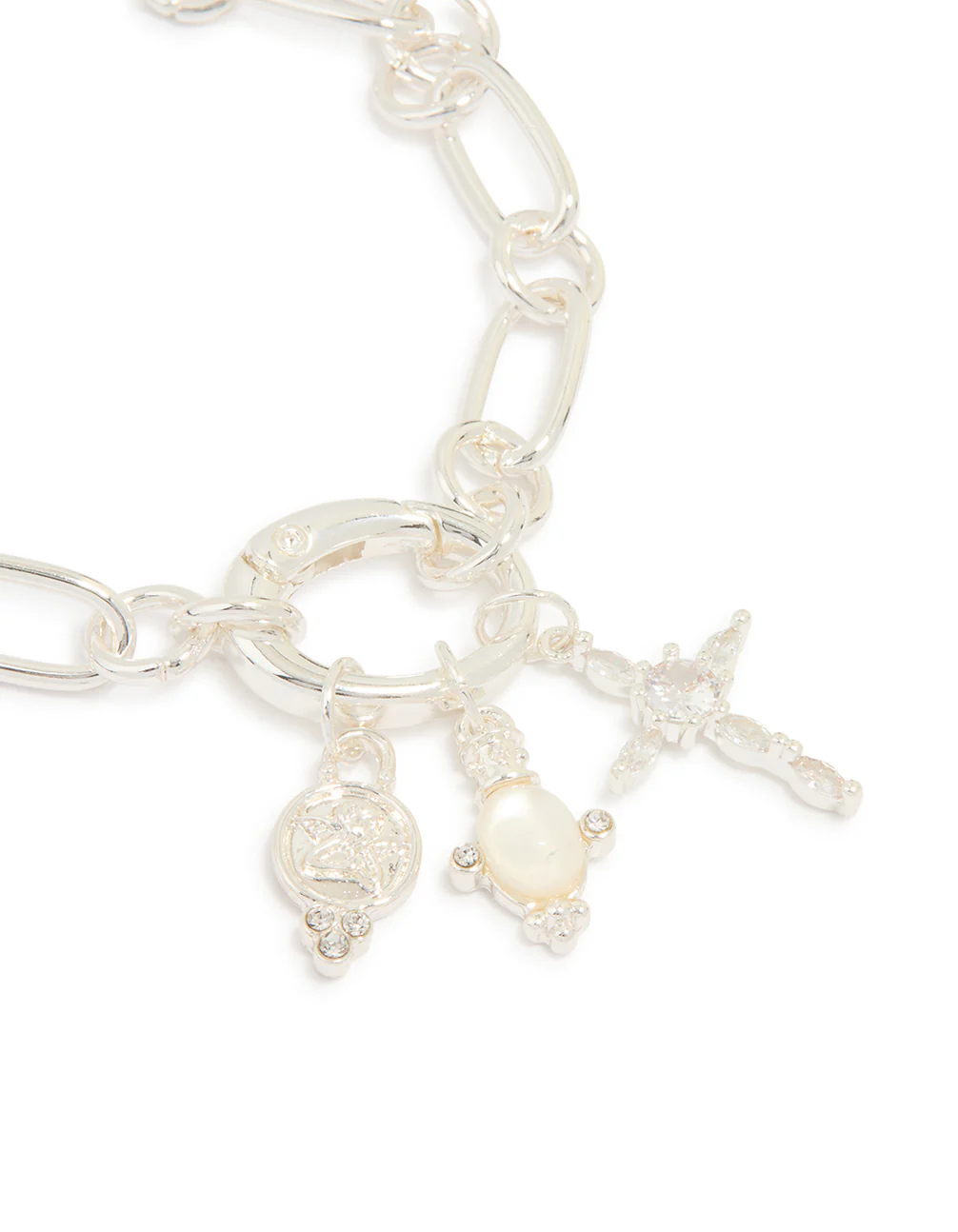 Silver Plated Cubic Zirconia Cross Link Bracelet - Image 2
