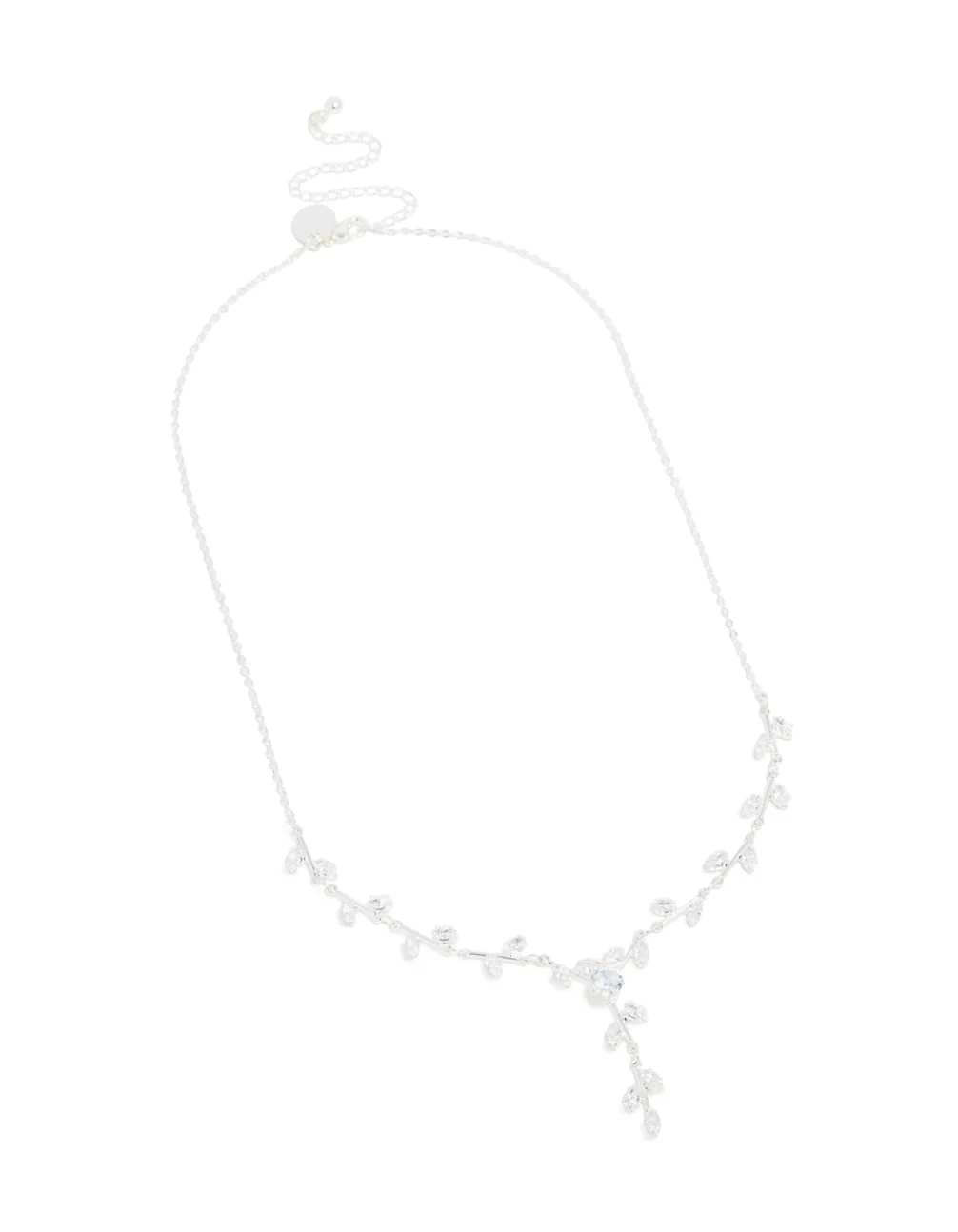 Silver Plated Cubic Zirconia Dainty Spaced Vine Necklace - Image 3