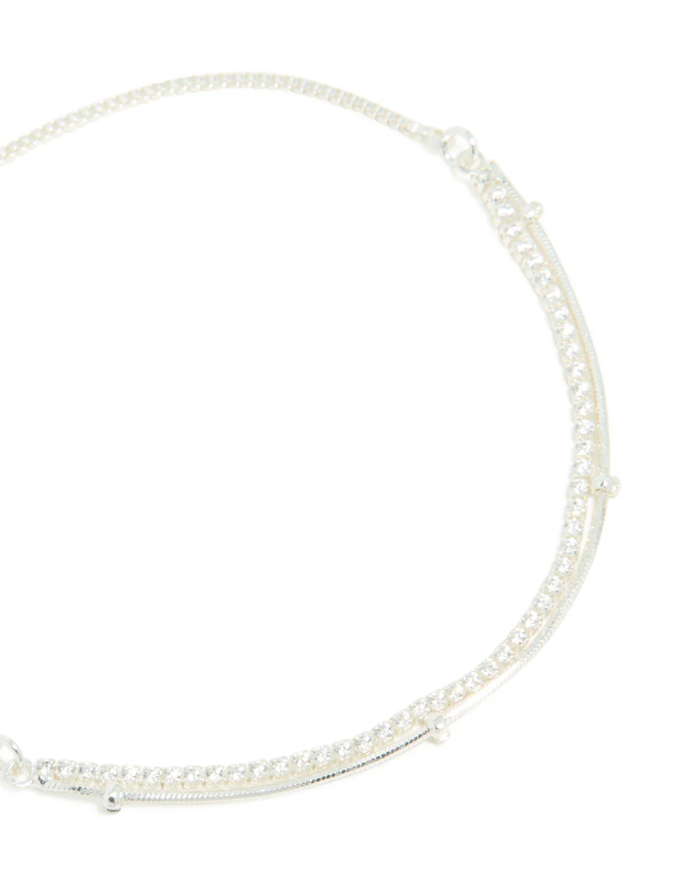 Silver Plated Cubic Zirconia Double Layered Toggle Bracelet - Image 3