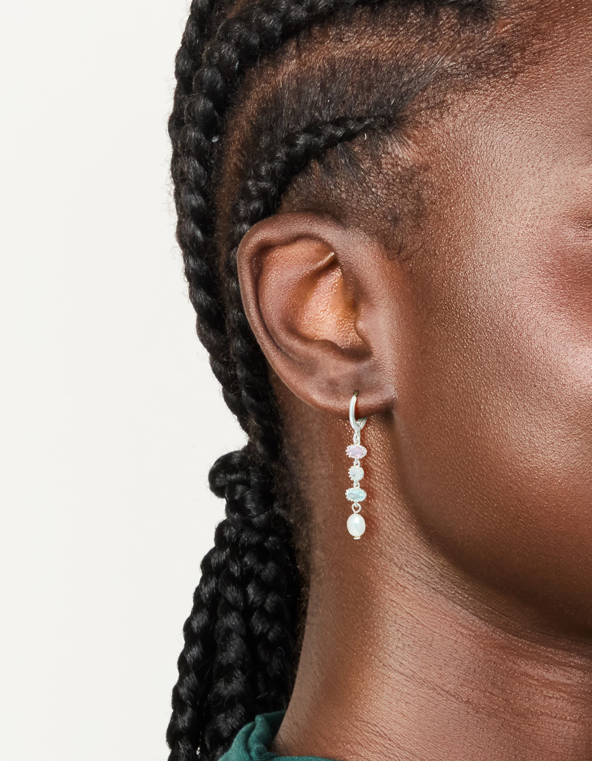 Silver Plated Cubic Zirconia & Freshwater Pearl Drop Earrings