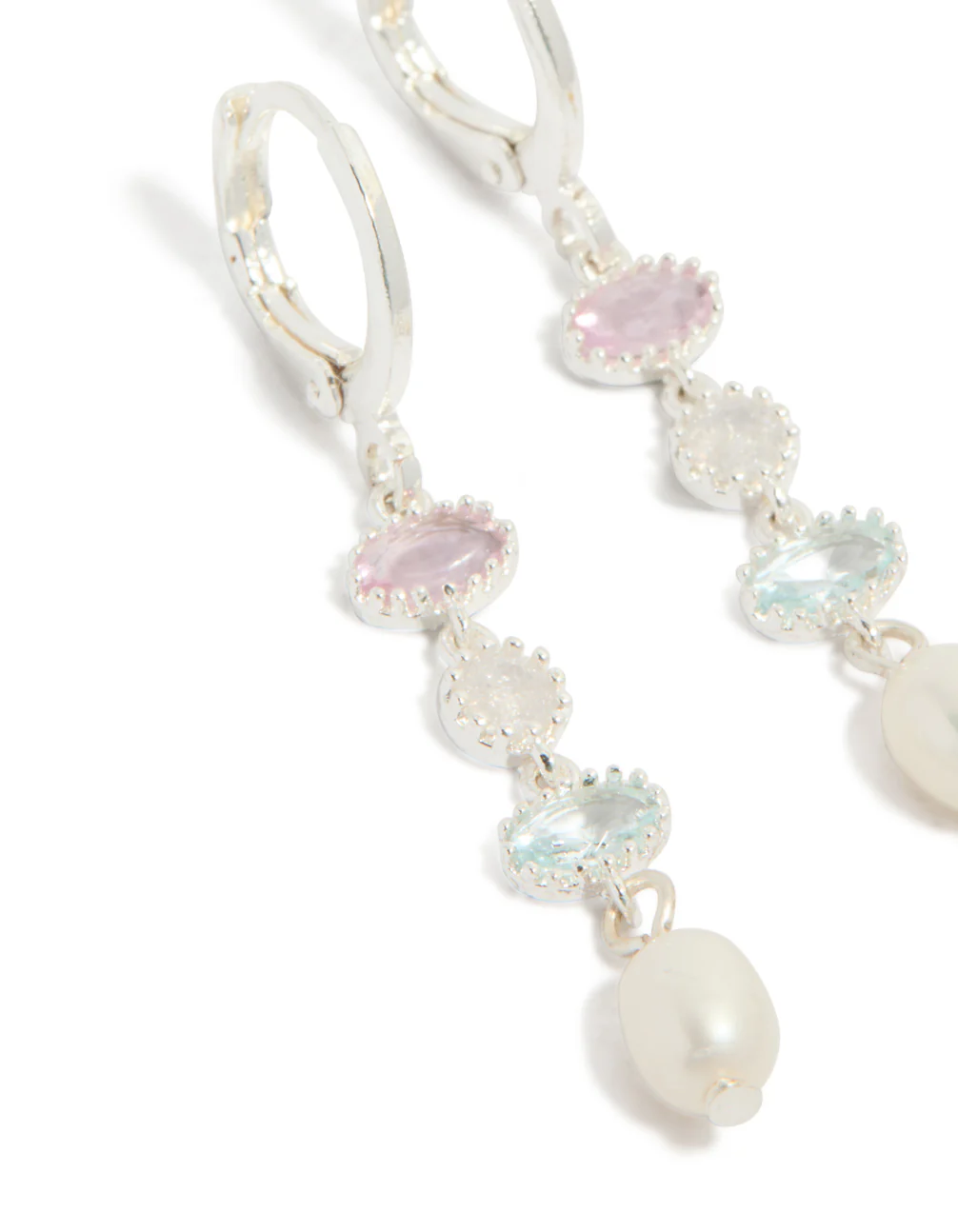 Silver Plated Cubic Zirconia & Freshwater Pearl Drop Earrings - Image 4