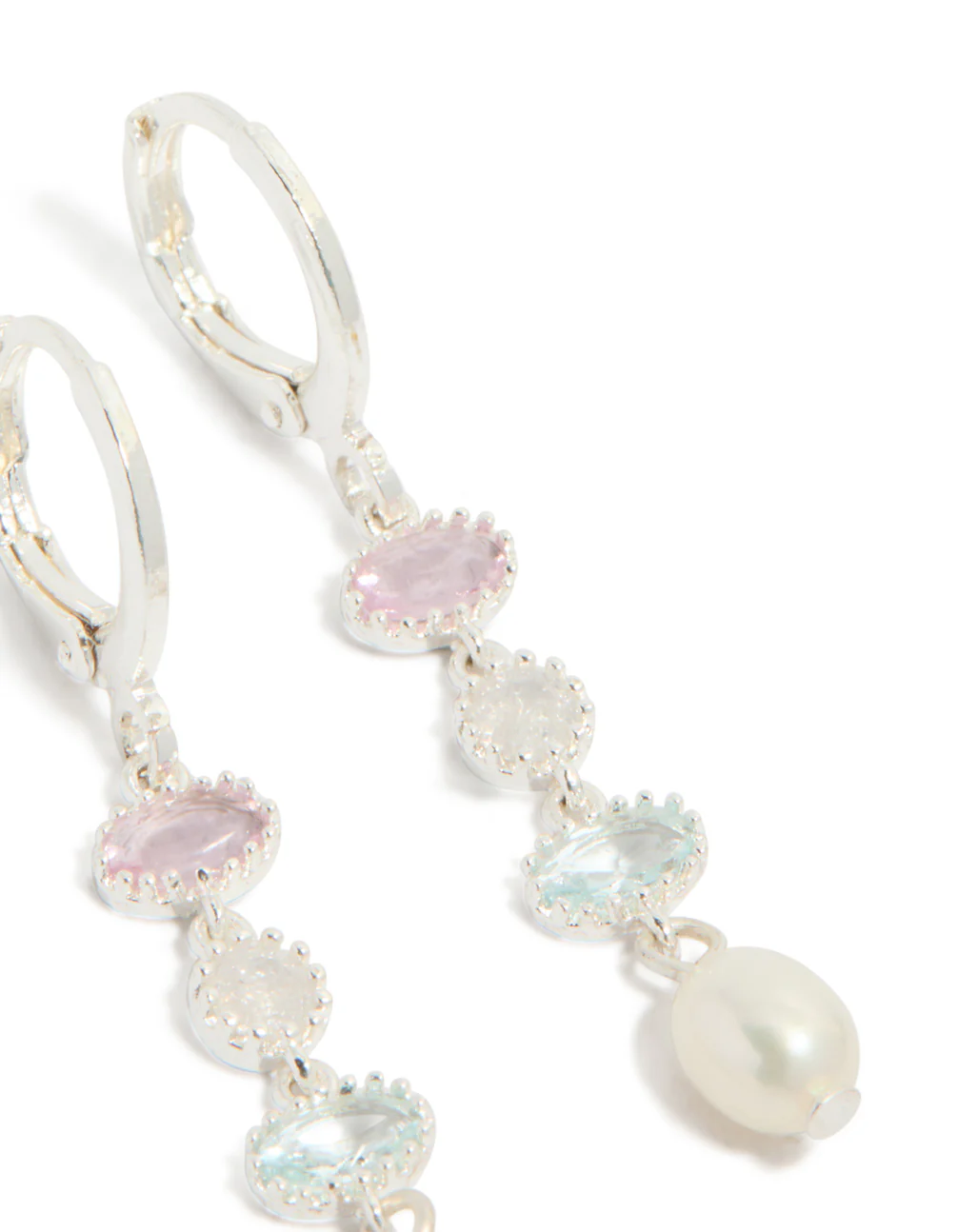 Silver Plated Cubic Zirconia & Freshwater Pearl Drop Earrings - Image 5