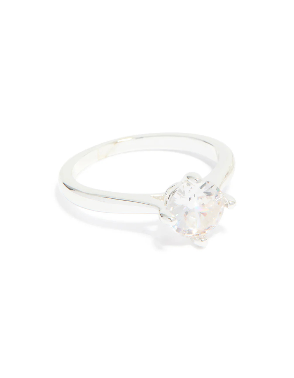 Silver Plated Cubic Zirconia Glitzy Floral & Claw Set Stacking Rings 2-Pack - Image 4
