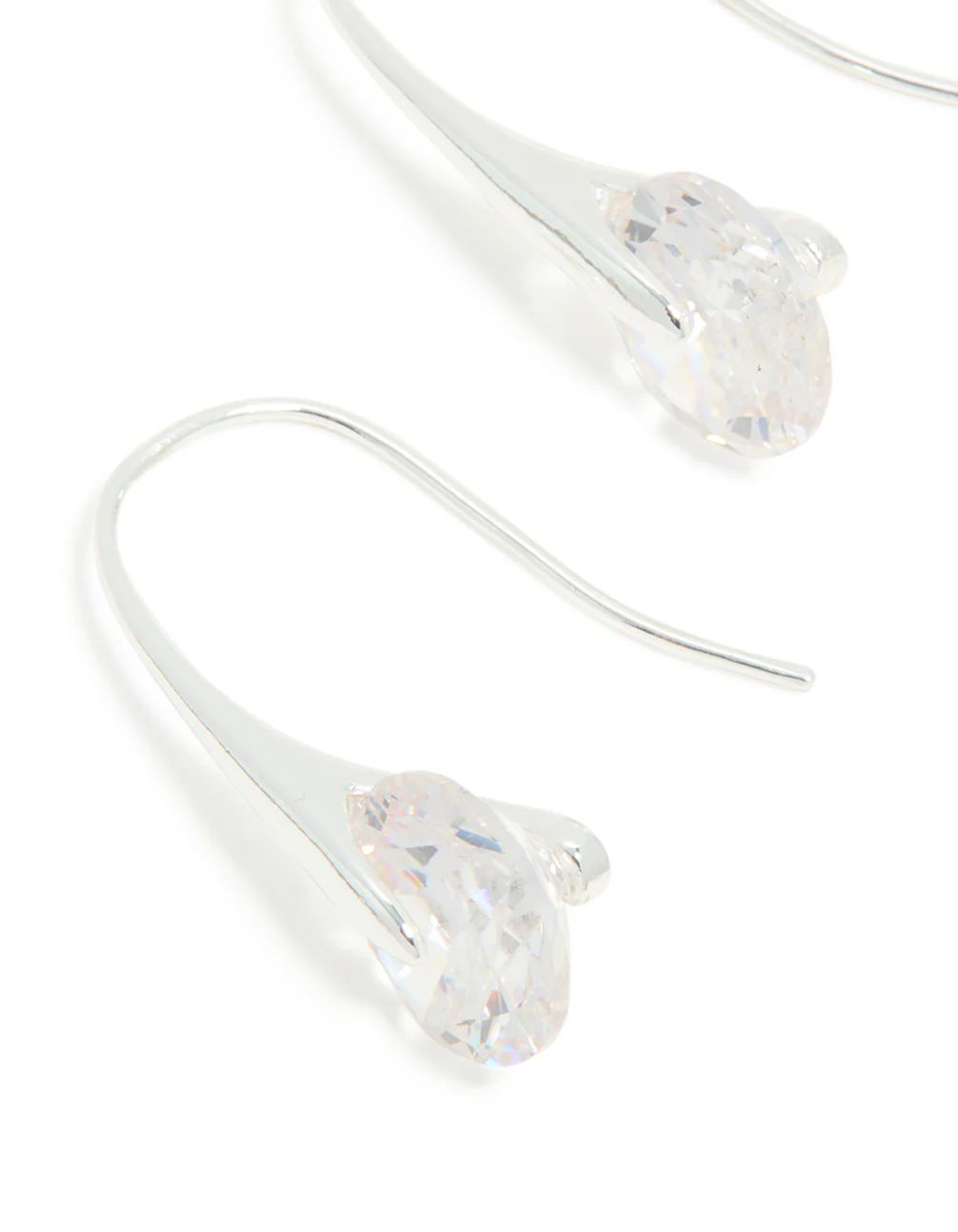 Silver Plated Cubic Zirconia Interlocking Hook Earrings - Image 3