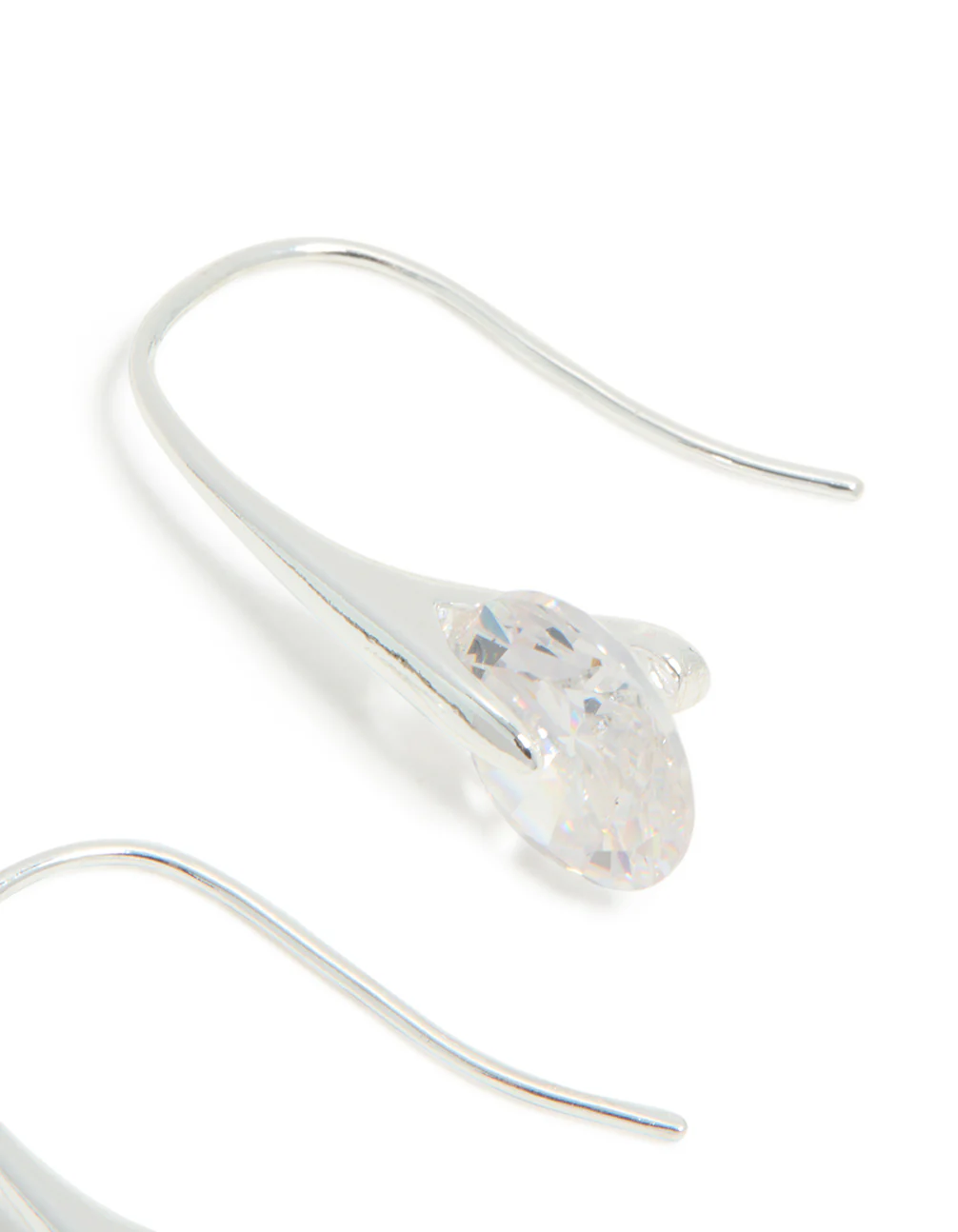 Silver Plated Cubic Zirconia Interlocking Hook Earrings - Image 4