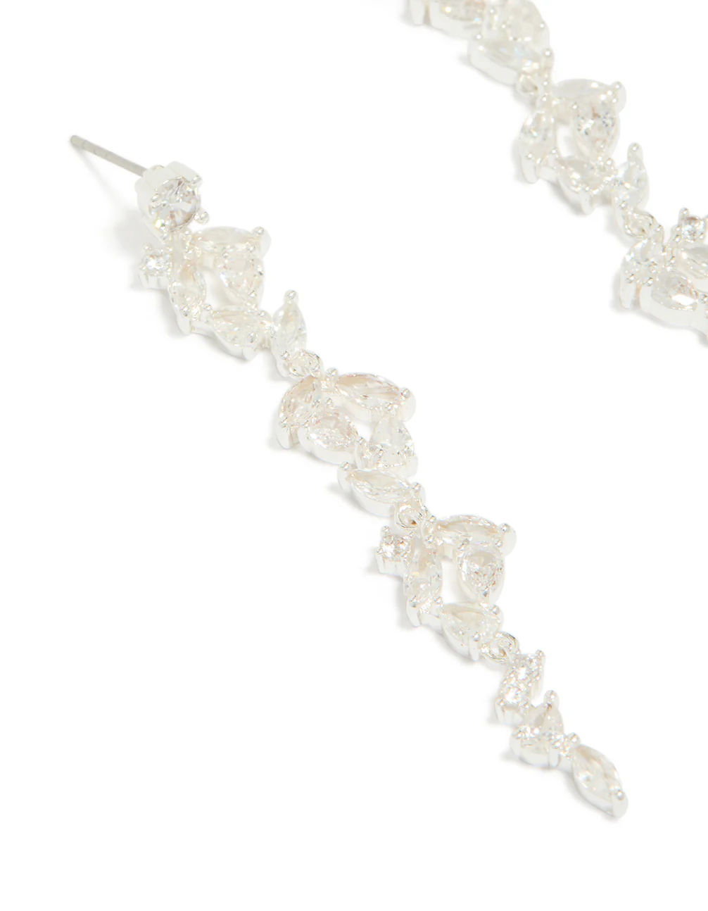 Silver Plated Cubic Zirconia Marquise Drop Earrings - Image 4