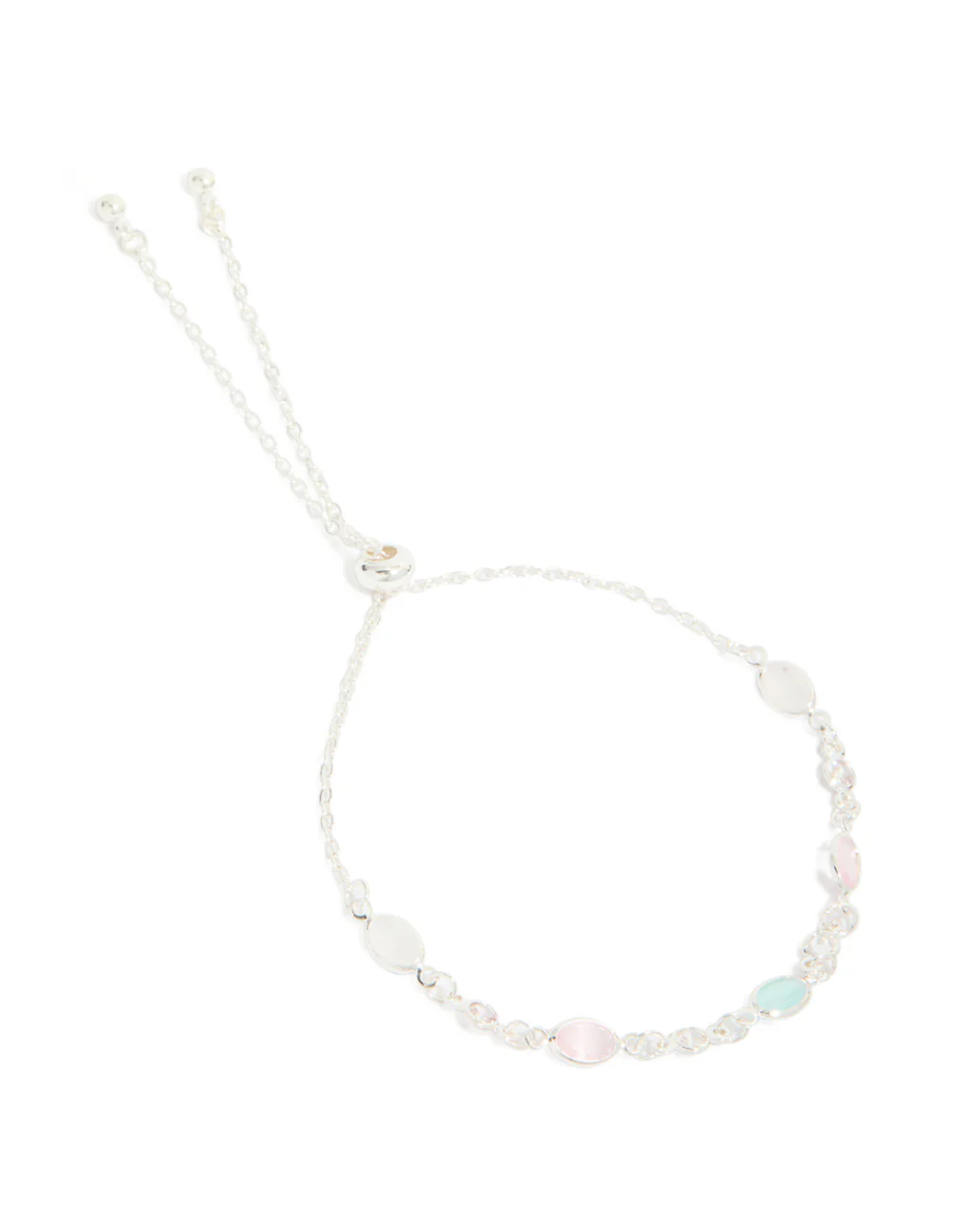 Silver Plated Cubic Zirconia Mixed Oval Toggle Bracelet - Image 2