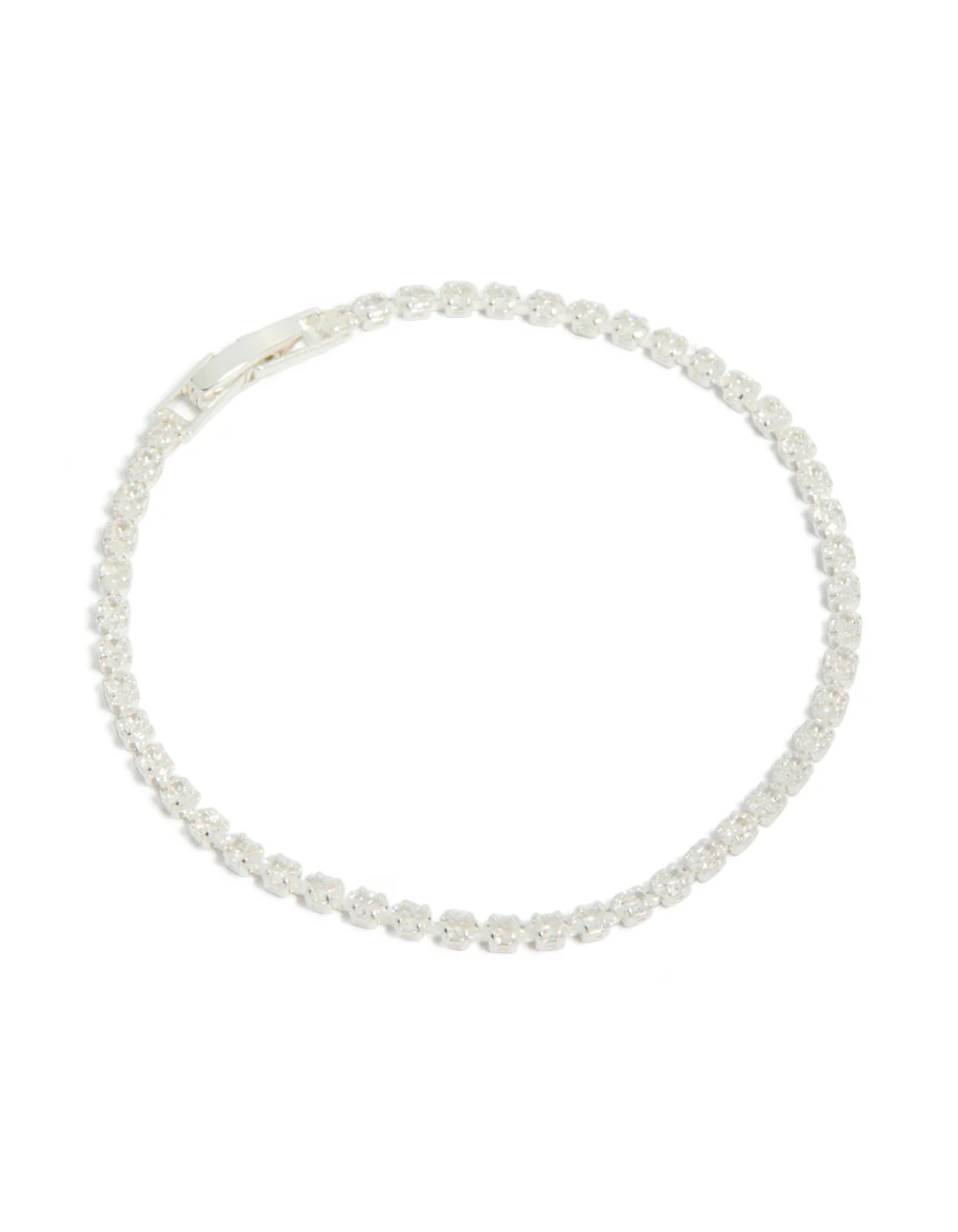 Silver Plated Cubic Zirconia Oval Tennis Bracelet - Image 2