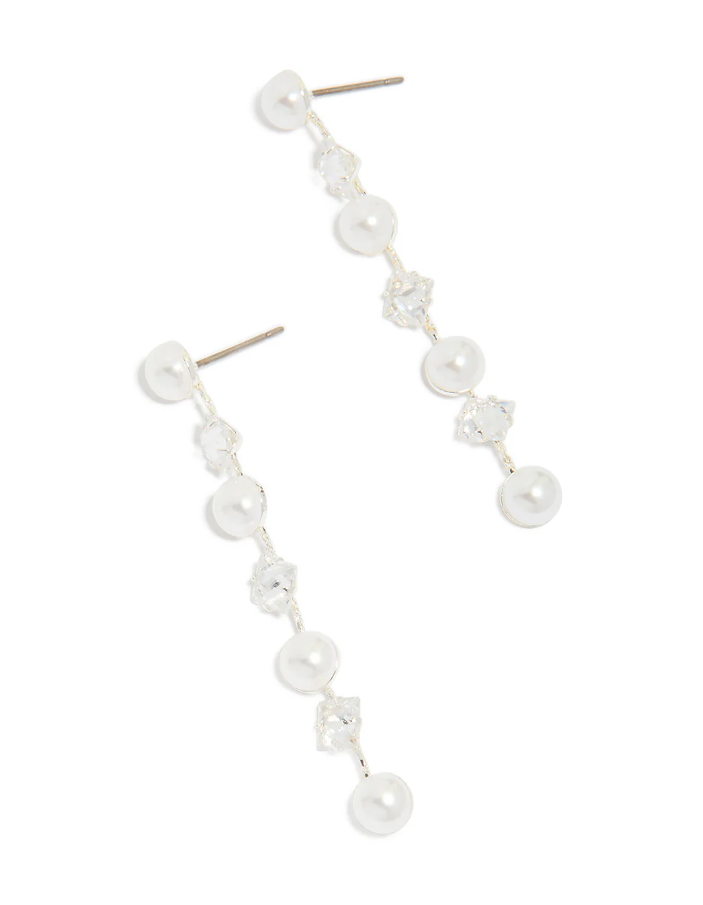 Silver Plated Cubic Zirconia & Pearl Drop Earrings